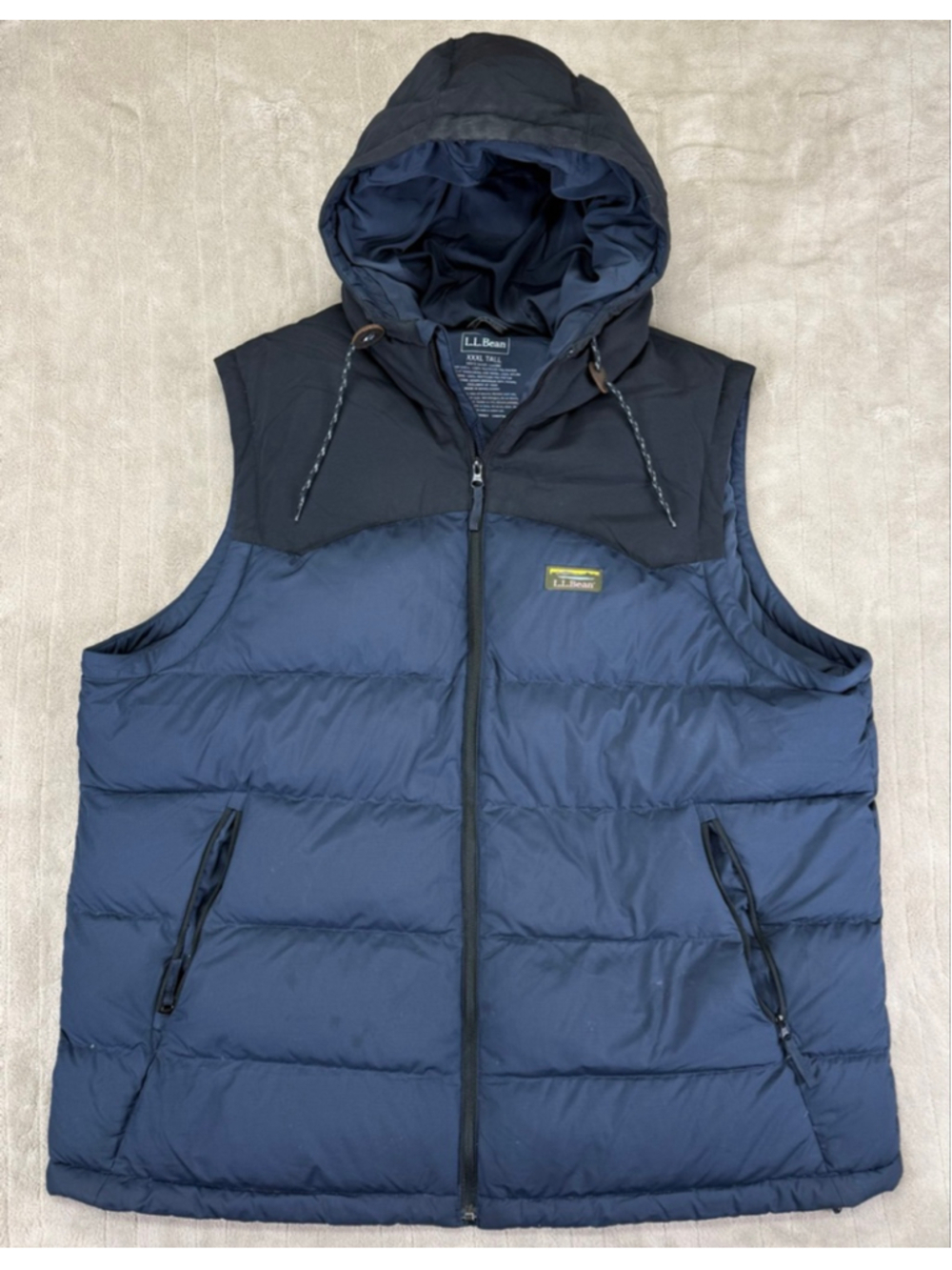 Men's L.L.Bean Mountain Classic Hooded Down Vest XXXL Tall Navy Black